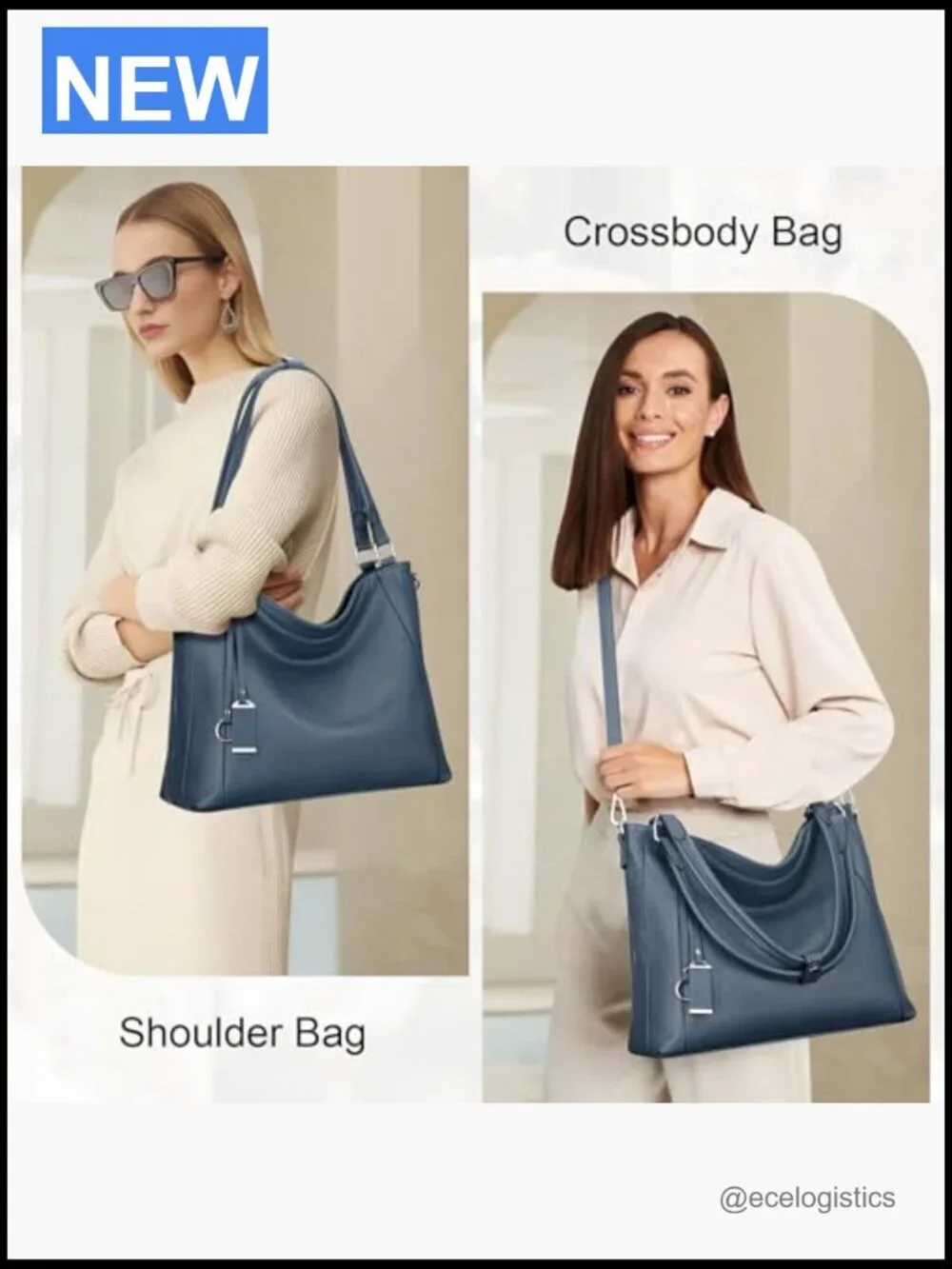Genuine Leather Large Hobo Bag Crossbody Shoulder Handbag